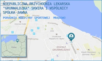 PORADNIA MEDYCYNY SPORTOWEJ - NIEPUBLICZNA PRZYCHODNIA LEKARSKA "GRUNWALDZKA" SKWIRA I WSPÓLNICY SPÓŁKA JAWNA - GRUNWALDZKA 1 B, MRĄGOWO