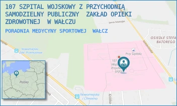 PORADNIA MEDYCYNY SPORTOWEJ - 107 SZPITAL WOJSKOWY Z PRZYCHODNIĄ SAMODZIELNY PUBLICZNY ZAKŁAD OPIEKI ZDROWOTNEJ W WAŁCZU - KOŁOBRZESKA 44, WAŁCZ